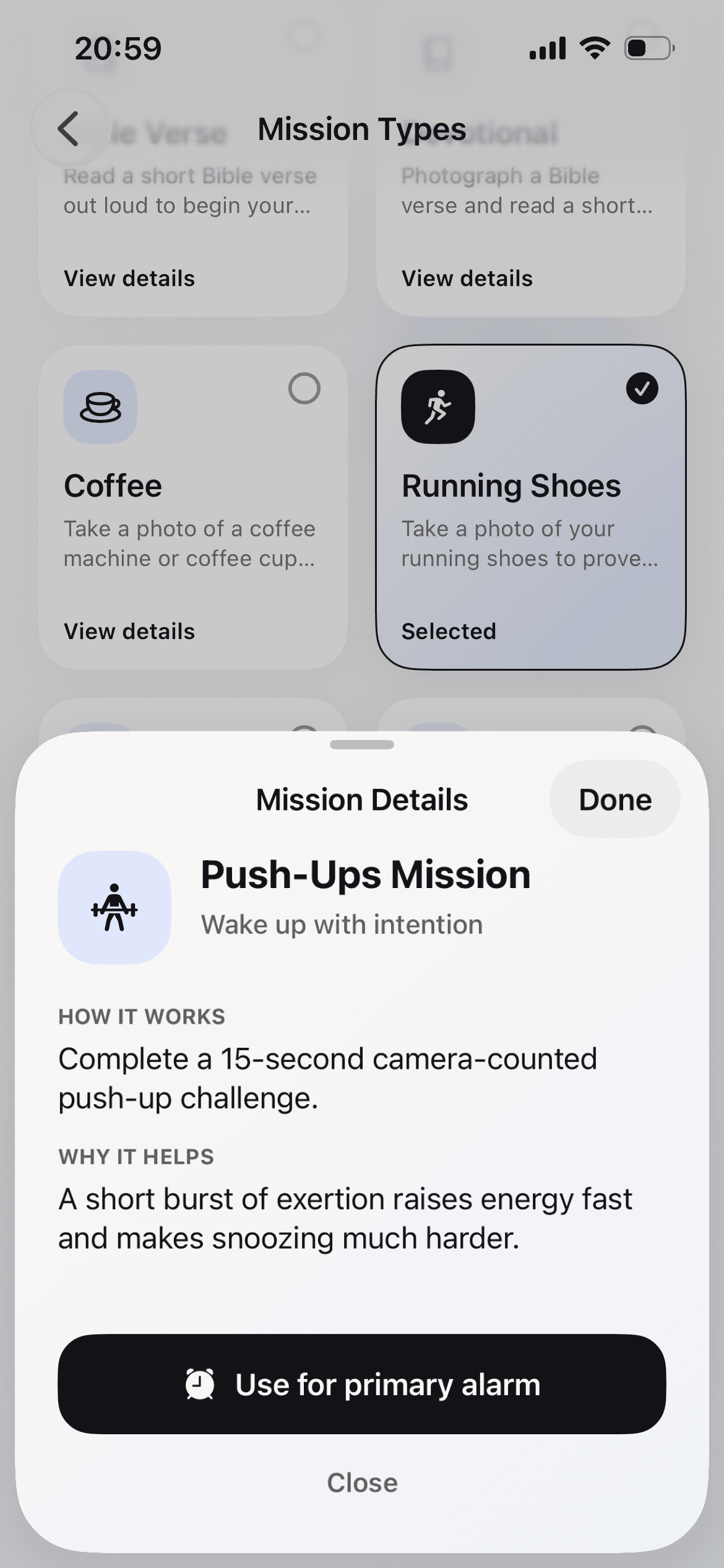 RiseFrst mission types screen